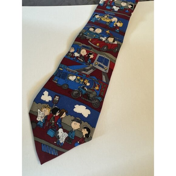 Peanuts Snoopy And Gang Transport Cars Men’s Tie HW2 - Picture 1 of 3